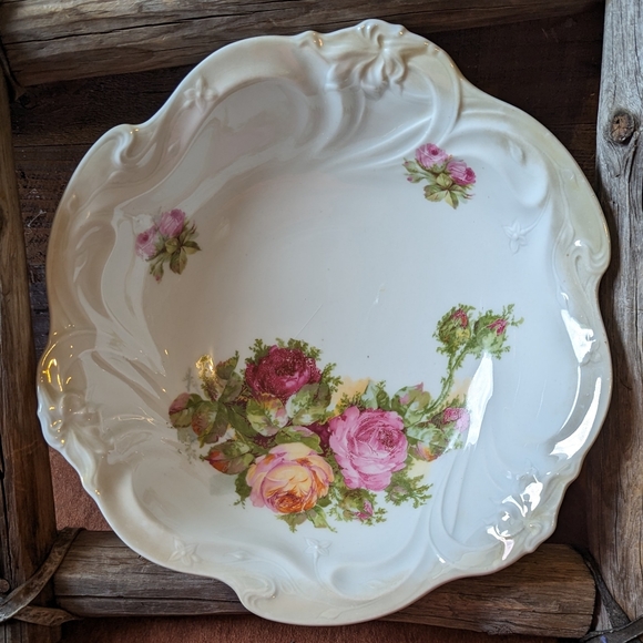 Antique JS Bavaria Germany Handpainted Porcelain Roses Bowl - Picture 13 of 13